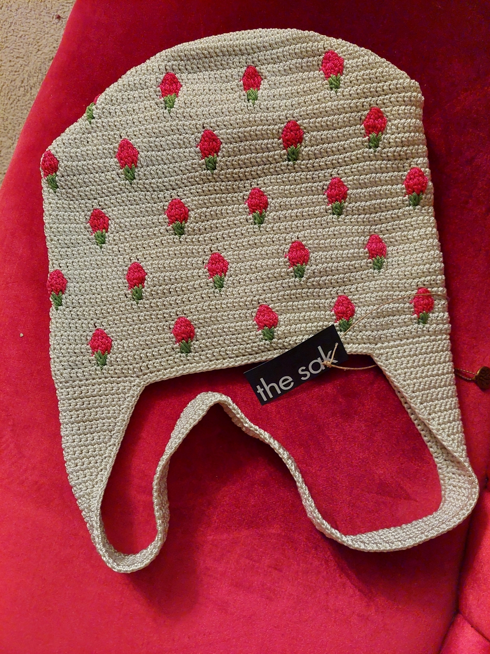 the sak Beige Crochet Strawberry Tote Bag - Picture 4 of 5